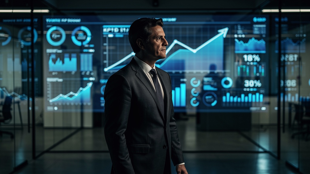 Executivo analisando dados corporativos